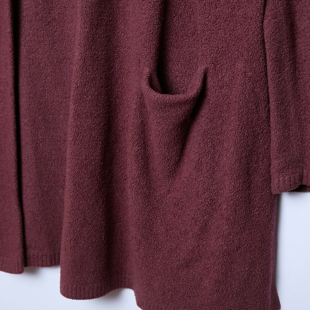 Barefoot Dreams CozyChic Lite Cardigan Maroon Long Open Front Large - Picture 4 of 7